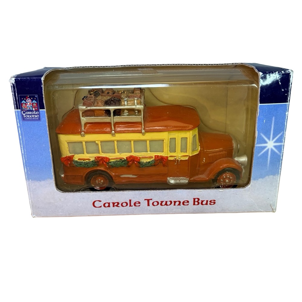 VTG Lemax Carole Towne 2006 Collection Christmas Village Bus Red Resin Holiday